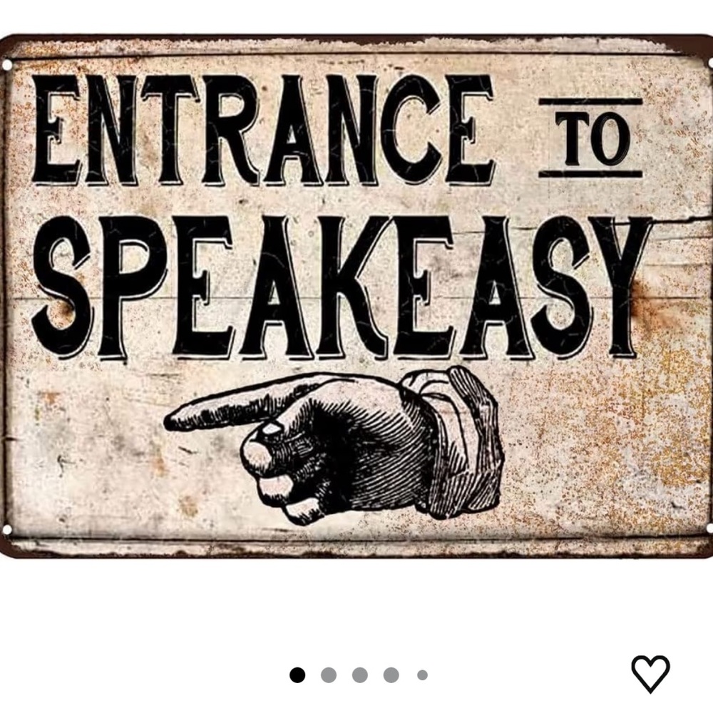 Vintage-Style "Entrance to Speakeasy" Metal Sign - Cream & Black
